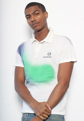 VINTAGE SERGIO TACCHINI PATTERN LOGO POLO SHIRT WHITE