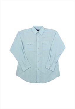Vintage Wrangler Western Shirt Long Sleeved Blue Large