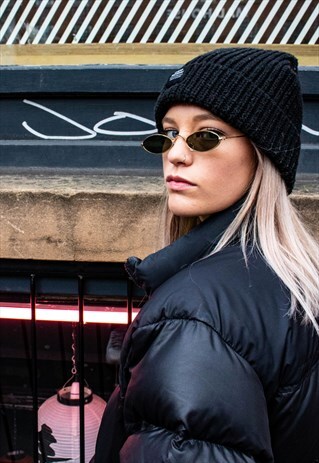 OVAL GOLD SUNGLASSES WITH BLACK LENSES