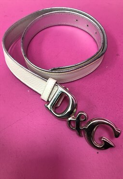 00s D&G Belt White Silver Metallic 