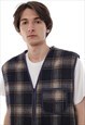 VINTAGE LEVIS VEST GILET SHERPA WOOL CHECKED 90S