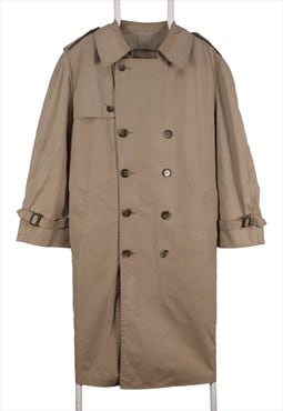 London Fog 90's Long Button Up Trench Coat Large Beige Cream