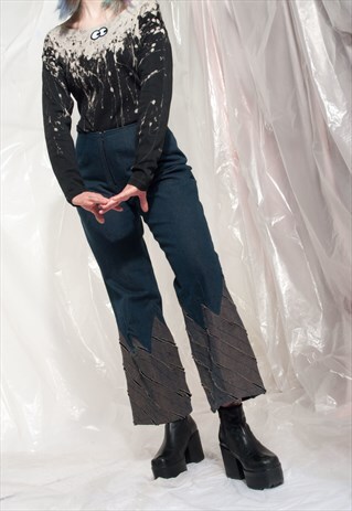 VINTAGE FLARE JEANS 90S GRUNGE BELL BOTTOM DENIM TROUSERS