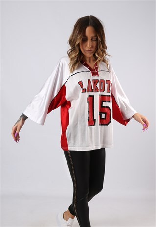 VINTAGE OVERSIZED T-SHIRT FOOTBALL JERSEY TOP XL (ACR)