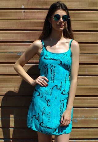 VINTAGE 90S TURQUOISE DRESS