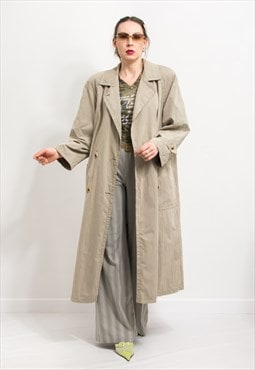 Vintage beige trench coat double breasted oversized