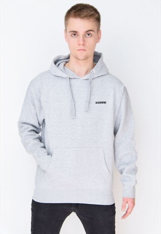 GREY RAWWW HOODIE