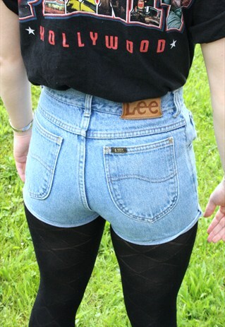 VINTAGE LEE JEANS HIGH WAIST DENIM SHORTS - SIZE 6/8