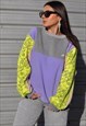 Y2K vintage reworked Nike patchwork neon lace sweatshirt