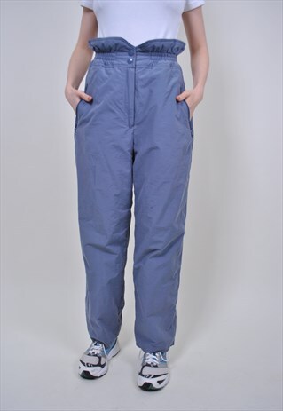 VINTAGE GREY SKI PANTS, 80S PLUS SIZE SKI SUIT TROUSERS