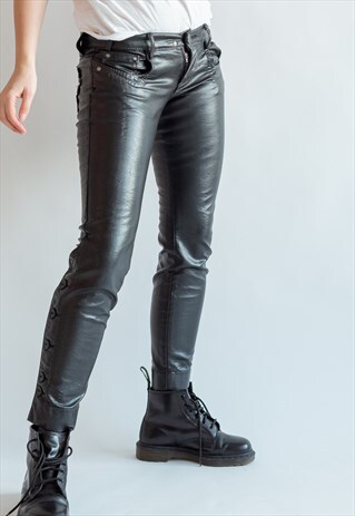 VINTAGE 00S LOW WAIST SLIM FIT TROUSERS WITH BUTTON DETAIL