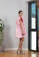 PINK LINEN MINI DRESS WITH RUFFLE SLEEVES 