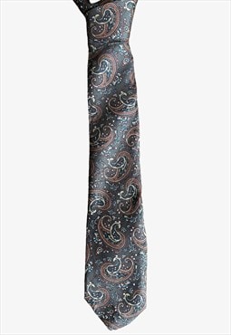Vintage 90s Chaps x Ralph Lauren Paisley Print Grey Tie