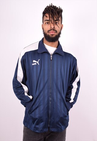 PUMA MENS VINTAGE TRACKSUIT TOP JACKET LARGE BLUE 90'S