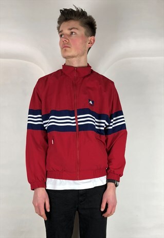VINTAGE 90'S ADIDAS TRACK TOP RED JACKET ZIP UP RETRO SPORT