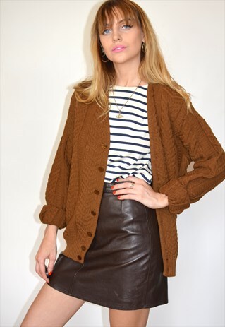 VINTAGE 70S BROWN KNITTED CARDIGAN