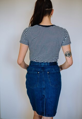 VINTAGE 90S / Y2K FESTIVAL HIGH WAIST DENIM MID SKIRT