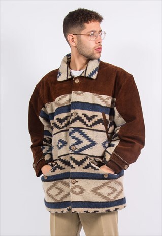90'S VINTAGE SUEDE AZTEC JACKET COAT