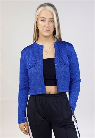 VINTAGE 90S STYLE BLUE SPARKLE CARDIGAN