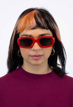 Red Oversized Rounded Rectangle Sunglasses