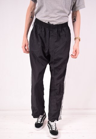 ADIDAS MENS VINTAGE TRACKSUIT TROUSERS LARGE BLACK 90S