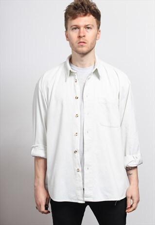 VINTAGE CORDUROY CORD SHIRT WHITE