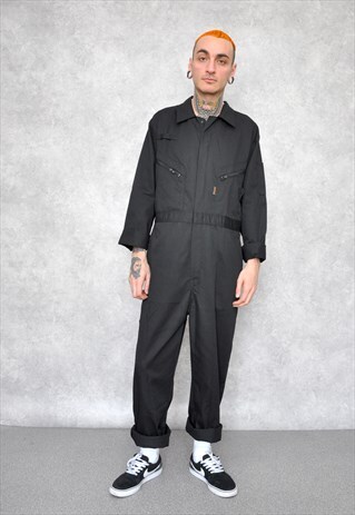 BLACK OVERALL BOILERSUIT JUMPSUIT