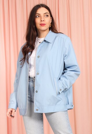 VINTAGE 80S BOMBER JACKET IN BABY BLUE