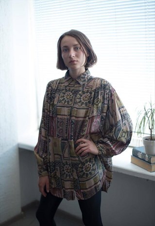 VINTAGE 80'S MULTI COLOUR PATTERNED SHIRT