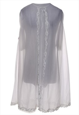 Vintage White Lace Sheer Dressing Gown - L