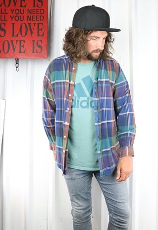 VINTAGE CHECK FLANNEL OVERSIZED GRUNGE INDI SHIRT
