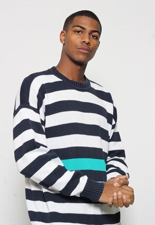 VINTAGE FILA STRIPED JUMPER BLUE