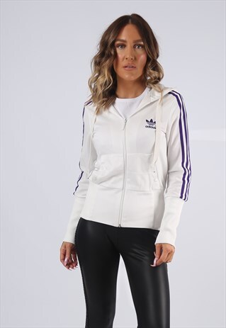 ADIDAS HOODED TRACK SUIT TOP FITTED JACKET UK 10 (K9EF)