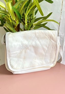Vintage Boho Panel Patchwork White 70's Handbag