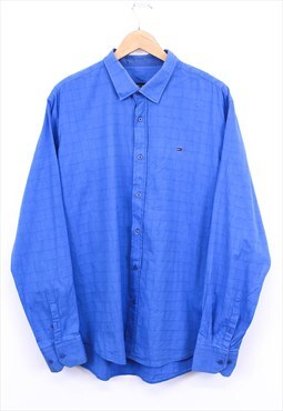 Vintage Tommy Hilfiger Shirt Blue Long Sleeve Check 90s 