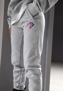 Women's gray jogging trousers - two-tone half logo brand