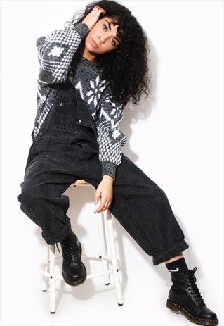 VINTAGE 80'S KNITTED OVERSIZED PATTERNED JUMPER 90'S