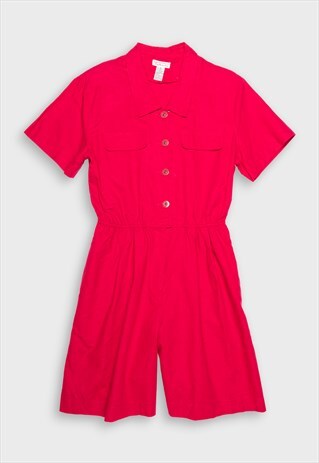 Bright pink short sleeve romper