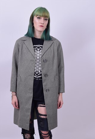 VINTAGE 60'S GREY BROWN FLEX HANDMADE JACKET MAC MEDIUM