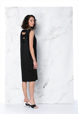 Black Backless Midi Oversized Dress