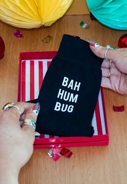 ROR Black Bah Hum Bug Slogan Christmas Socks