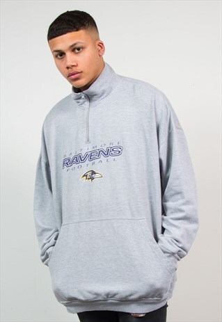 BALTIMORE RAVENS NFL GREY QUARTER ZIP SWEATSHIRT