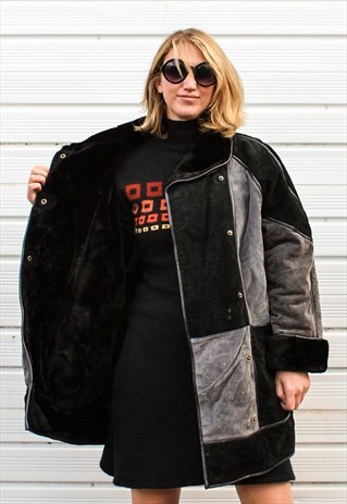 VINTAGE 90S SUEDE & FAUX FUR COAT