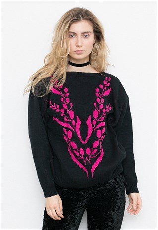 FUCHSIA PINK FLORAL SWEATER