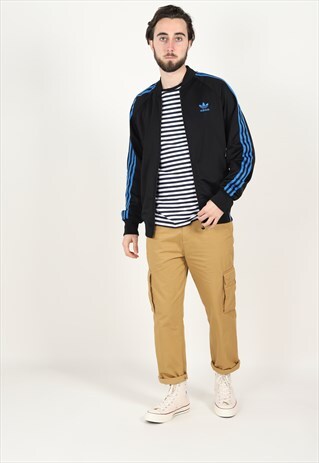 VINTAGE ADIDAS ORIGINALS ZIP UP TRACKSUIT JACKET IN BLACK