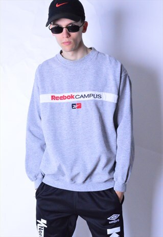 VINTAGE 90S GREY EMBROIDERED REEBOK SWEATSHIRT