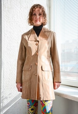 Vintage Brown Thin Leather Coat