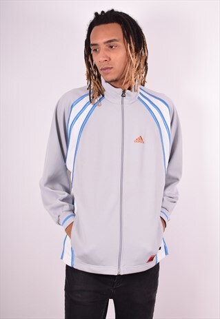 ADIDAS MENS VINTAGE TRACKSUIT TOP JACKET MEDIUM GREY 90S