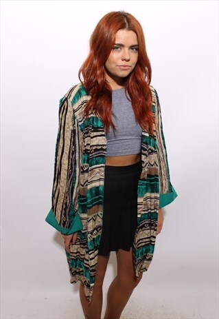 VINTAGE 1980'S 80'S TRIBAL PRINT OVERSIZED JACKET L-XL