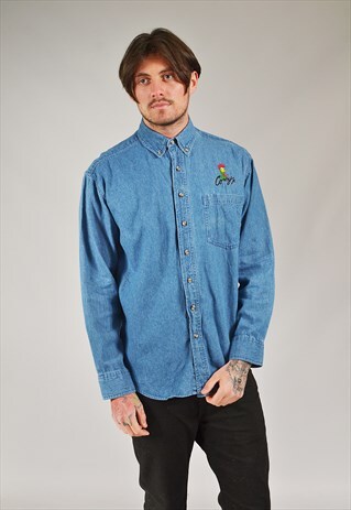 VINTAGE CORNY DENIM SHIRT DARK BLUE